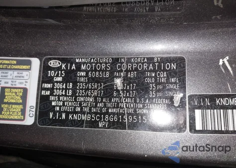 2016 Kia Sedona Lx z USA, uszkodzony, nr VIN KNDMB5C18G6159515